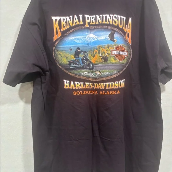 New with tags Harley-Davidson Black and Blue Alaska Adventure Tee 2XL - Picture 4 of 5